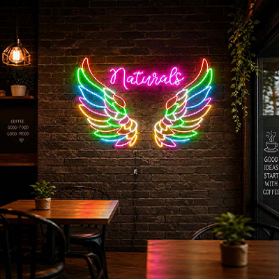 Colorful Angel Wings  Neon Sign